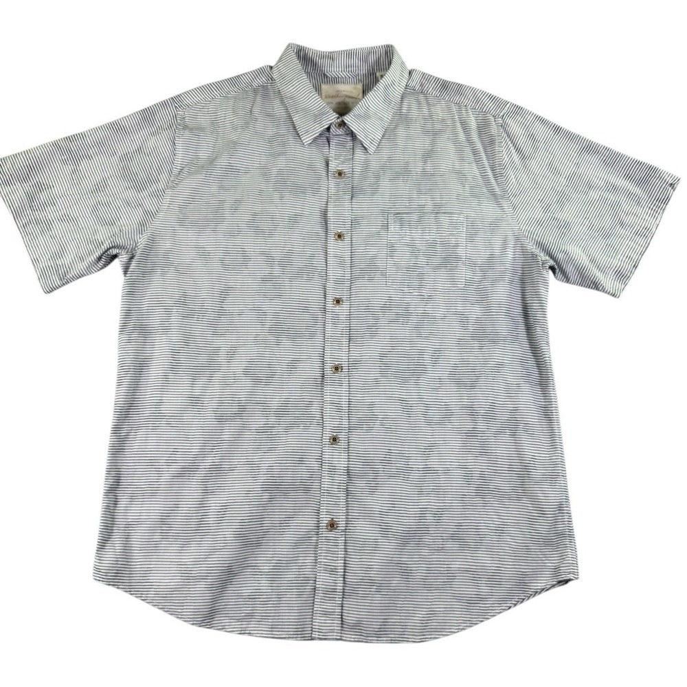Weatherproof Vintage 100% Cotton Short Sleeve Button Down Size XL Topographical